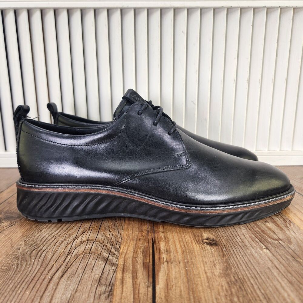 ECCO ST.1 Hybrid Plain Toe Derby Shoes Mens Size 11 Black Leather Preppy City